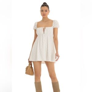 Lucy in the Sky Eyelet Girly Cottagecore Mini White Dress